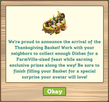 FarmVille thanksgiving basket Erntedank